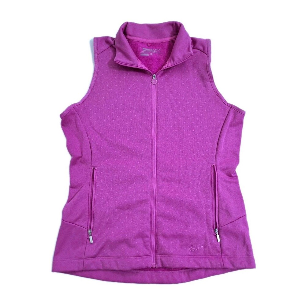 Nike Golf Vest Women's Medium Pink Fuschia Tour Performance Zip Fleece Jacket